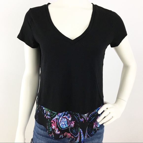 Express Tops - SOLD Express Floral Paisley Black Shirt V-Neck
